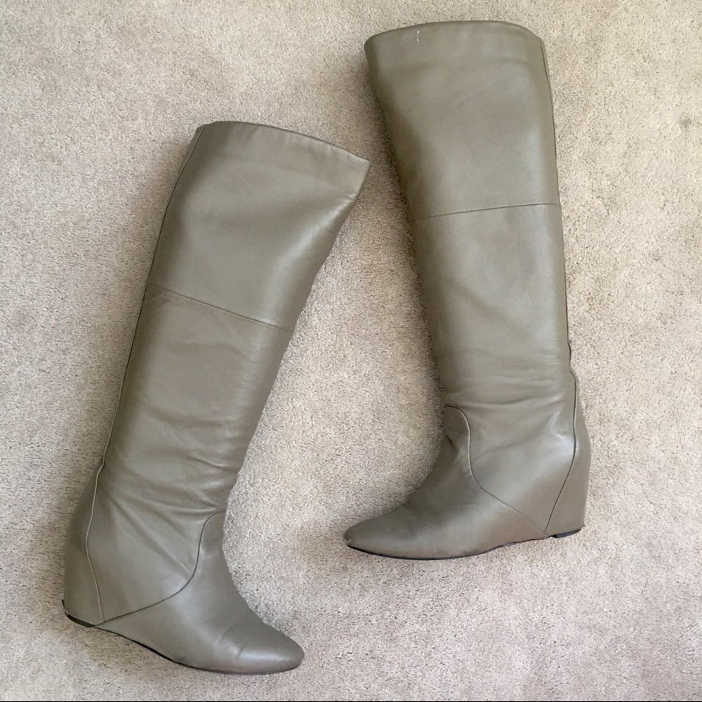 Report knee high faux leather boots